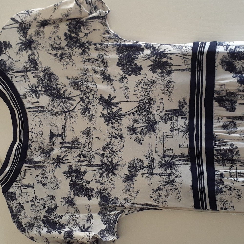 Tory Burch Silk Interlock Print Dress V-Neck Ivory Toile Size XS - Picture 10 of 16